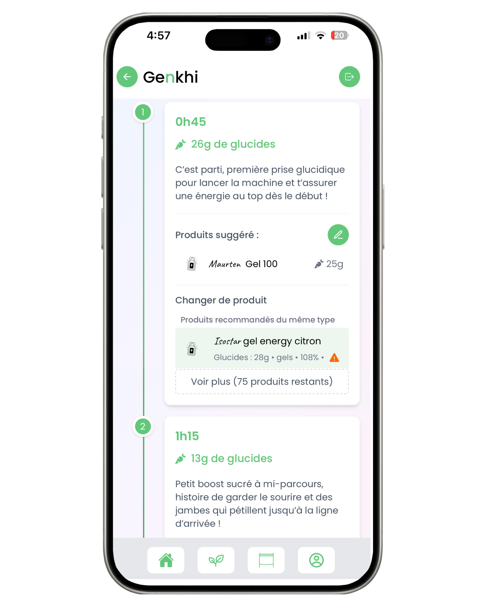 Genkhi permet d'édidter son plan de nutrtion après génération